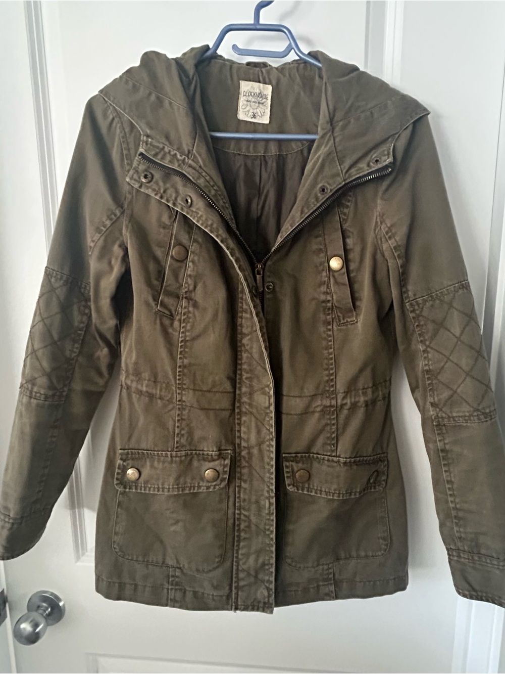 Olive Green Hooded Utility Jacket for Women
